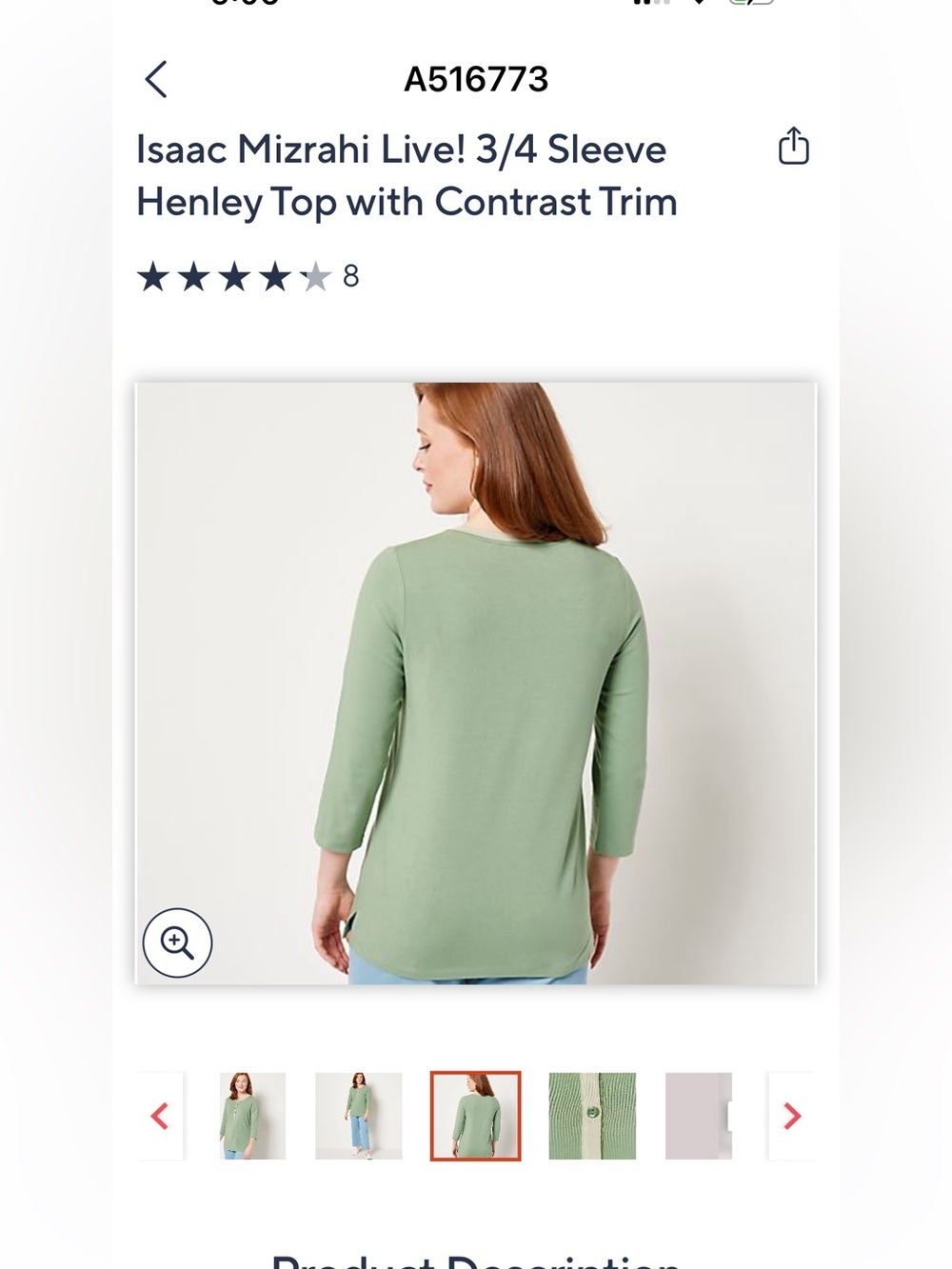 Isaac Mizrahi Live! Stretch Henley with contrast trim -QVC item no. 516773 - Picture 6 of 8